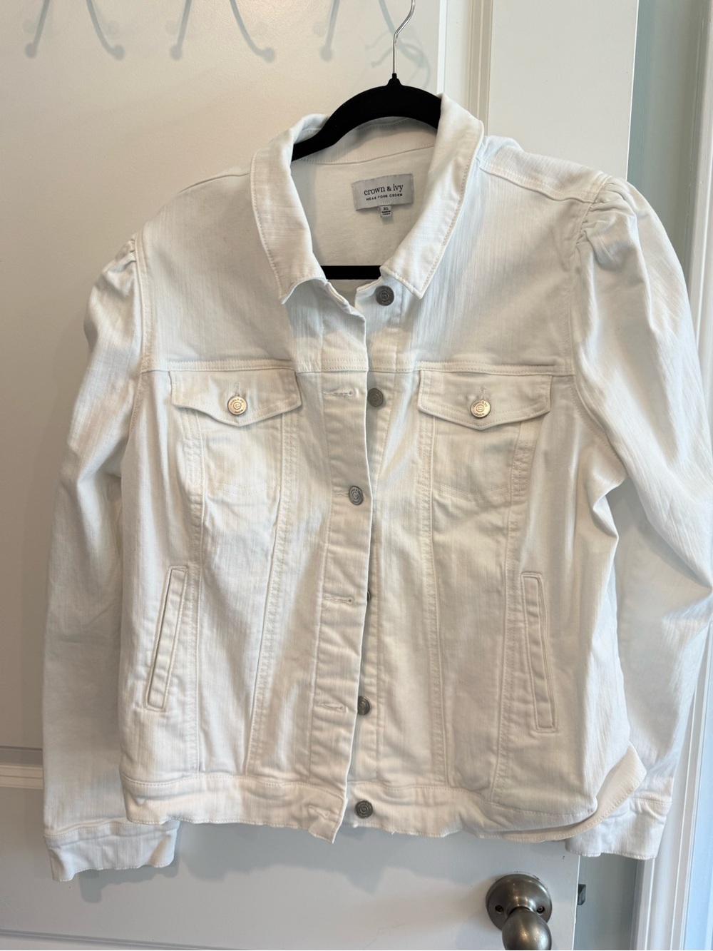 crown & ivy White Denim Jean Jacket